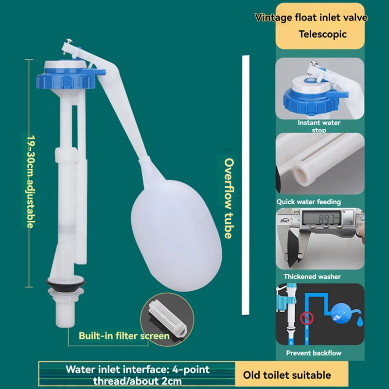 Adjustable Old Type Toilet Tank Balls With Inlet Valve G1/2 Float Ball  For Control Water Level Toilet Accessories