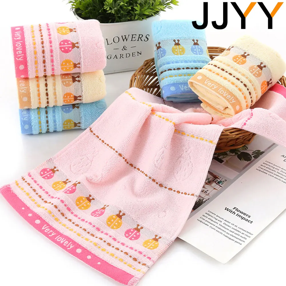 JJYY New 25x50cm Cute Baby Shower Cotton Towel Cotton Jacquard Pattern Cartoon Children Small Soft Face Towel 2 Styles