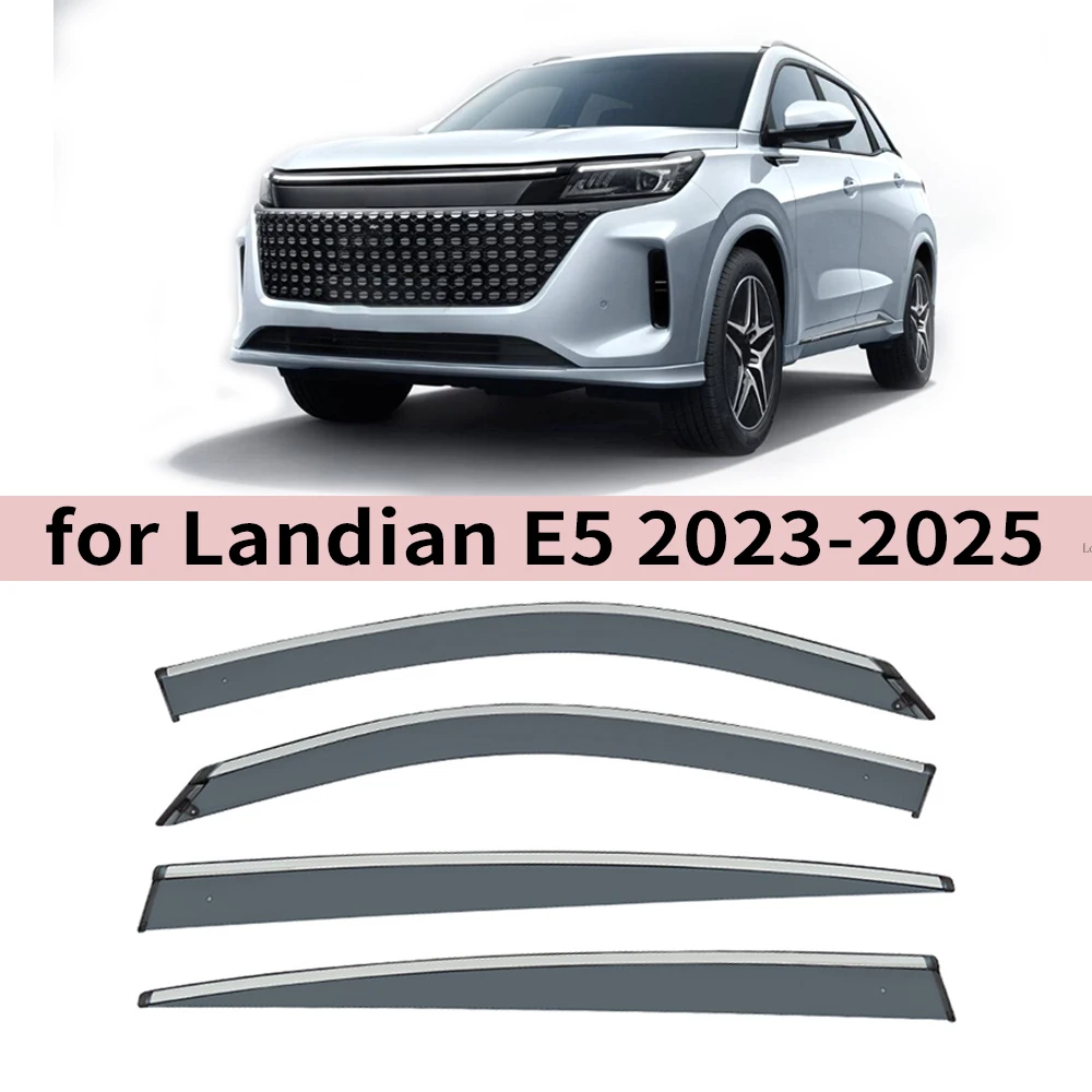 

Chrome Strips Rain Guards for Landian E5 2023 2024 2025 Window Visor Wind Deflectors Door Visor Vent Shades Ventvisor