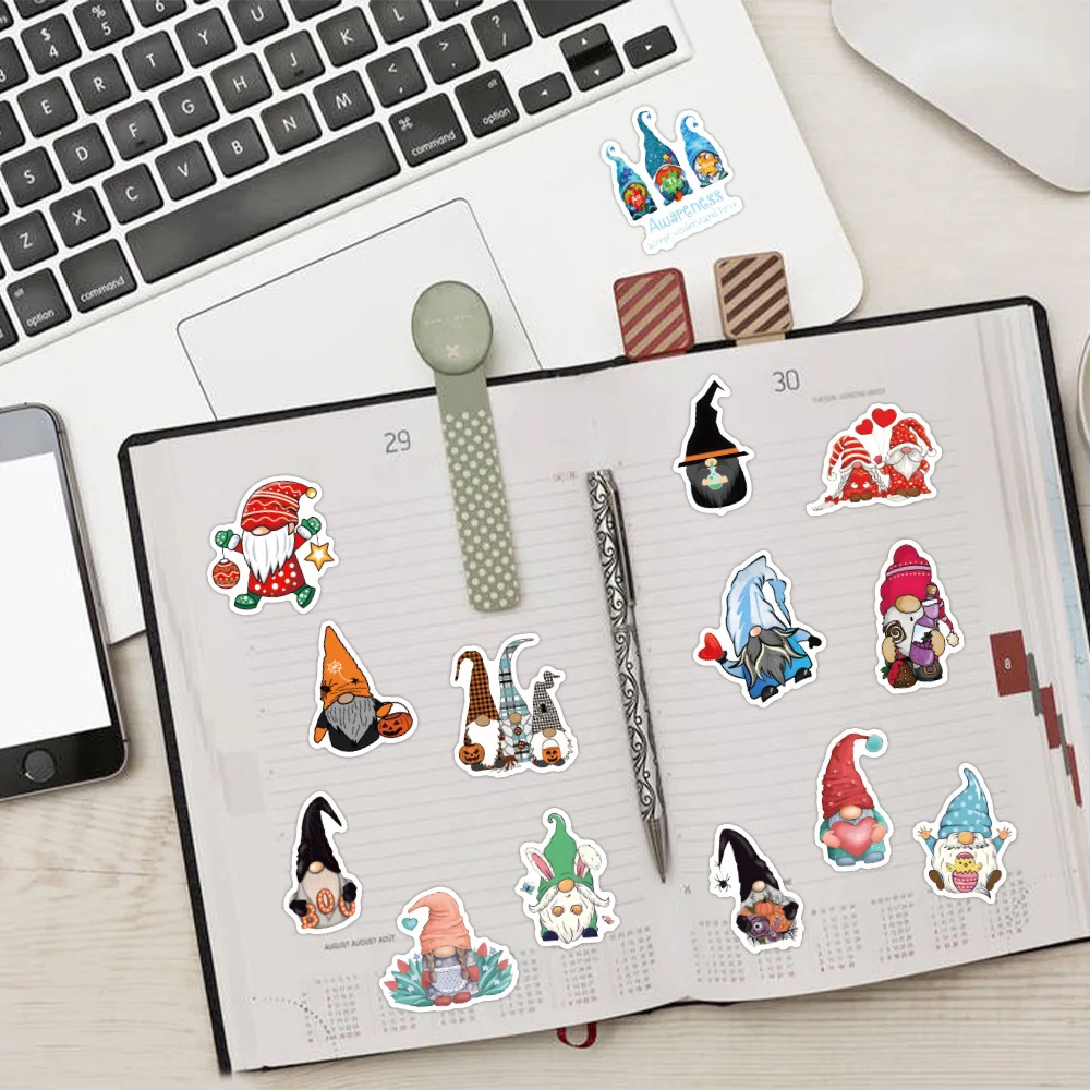 120PCS Cartoon Dwarf Christmas Decorative Sticker Children\'s DIY Toy Sticker Laptop Phone Car Diary Kawaii Funny Kid Sticker