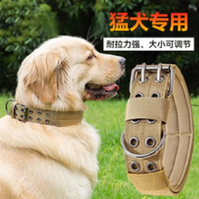 

Adjustable Pet Tactical Dog Collar Double Buckle Training Leash and Collar Large Medium Dogs Accessories