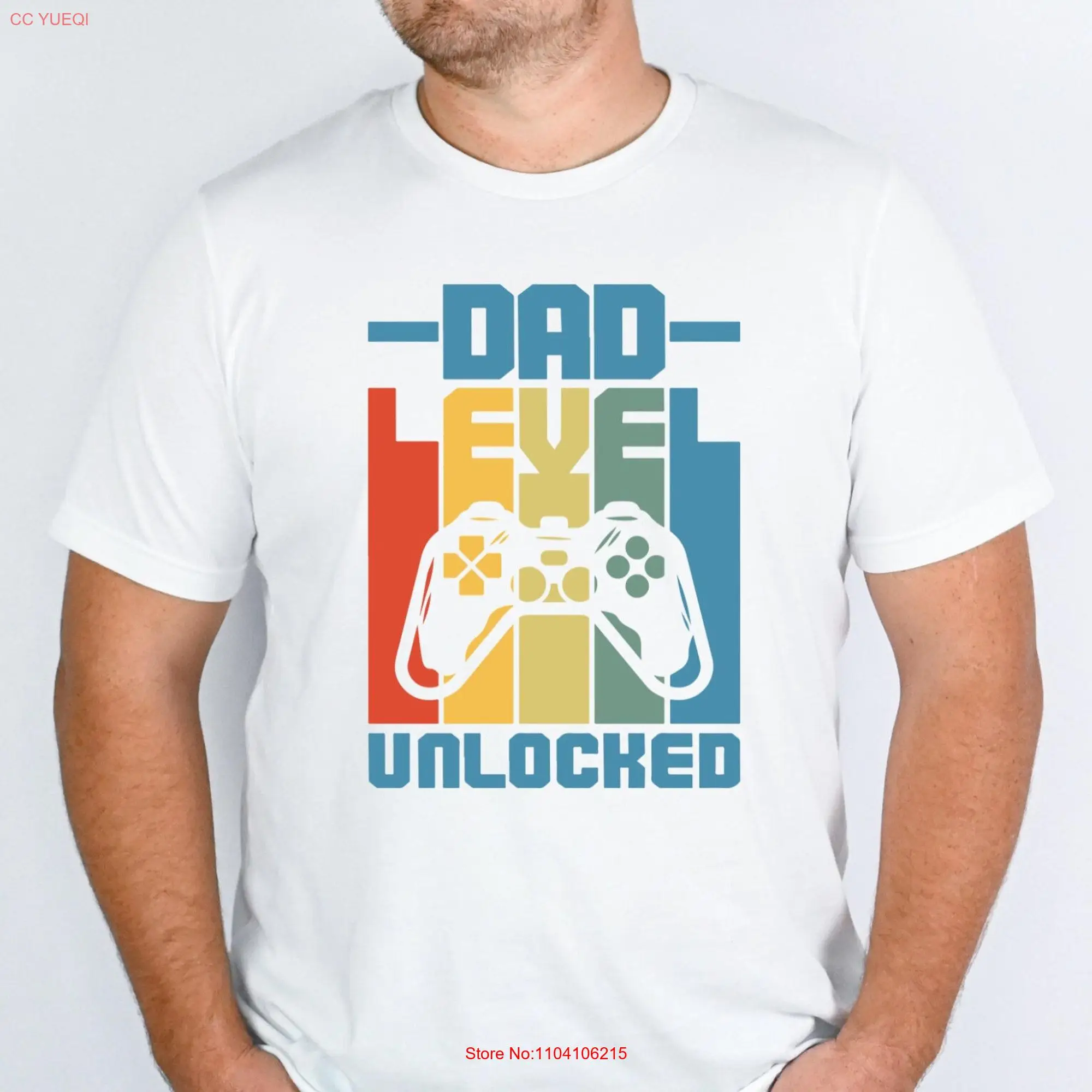 Dad Level Unlocked T Shirt Father's Day Funny New Gaming First Time Family Matching long or short sleeves