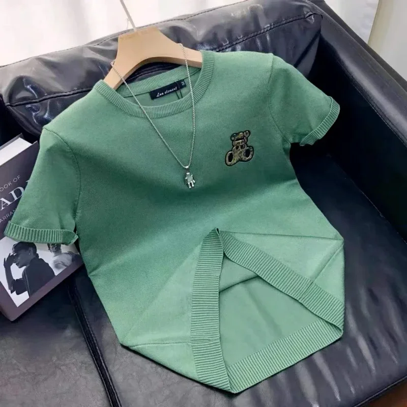 

LIBIELIY Men Knitted Short-sleeved Autumn And Winter Round Neck Large Size Pattern New Year Sweater Bottoming Shirt
