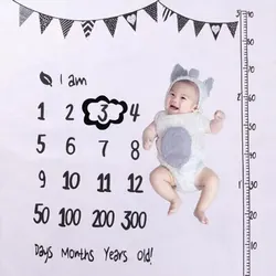 Newborn Baby Monthly Growth Milestone Blanket Photography Accessories for Rug Baby Boy Girls Props Background Cloth