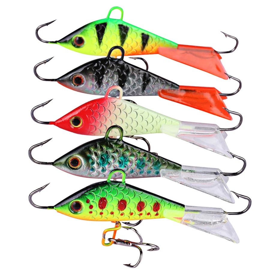 5pcs Winter Fishing Lures Set Ice Jig Vib Balancer 3d Metal Hard Baits Kit Artificial Wobblers For Pike Trolling Carp Swimbait