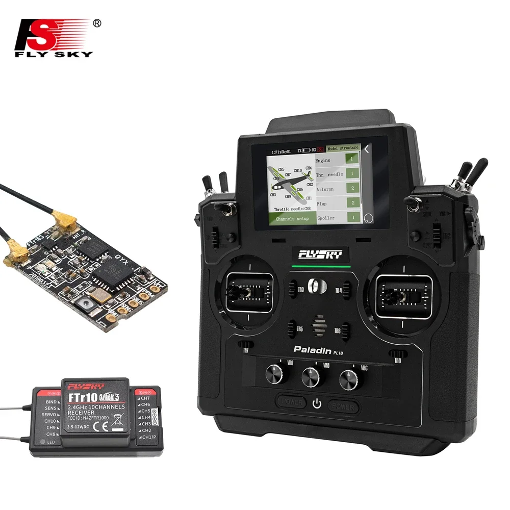 

Original Flysky Paladin PL18 2.4G 18CH Radio Transmitter with FS-FTr10 FTr16S Receiver HVGA 3.5 Inch TFT Touching Screen