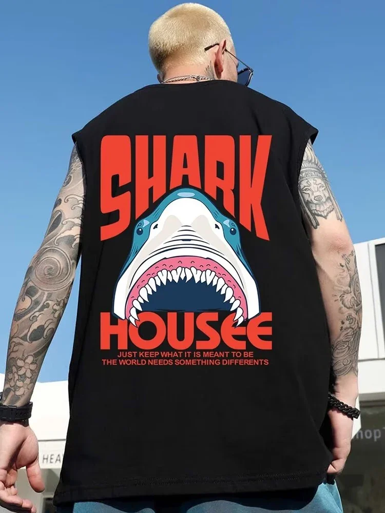 

3D Print Shark Graphic Men's Sleeveless T-Shirt Summer Outdoor Y2K Style Hip Hop Street Tank Tops Oversize Casual Anime Clothing