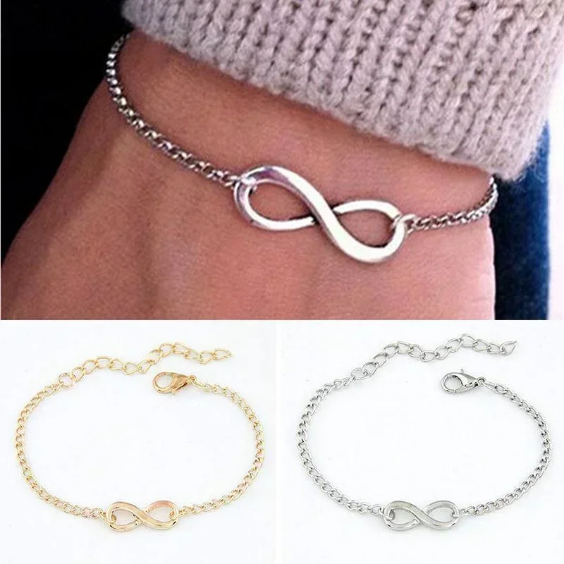 Women Summer Fashion Creative Gifts Infinite Character Bracelet Titanium Steel Plated Rose Gold Bracelets Jewerly Accessories