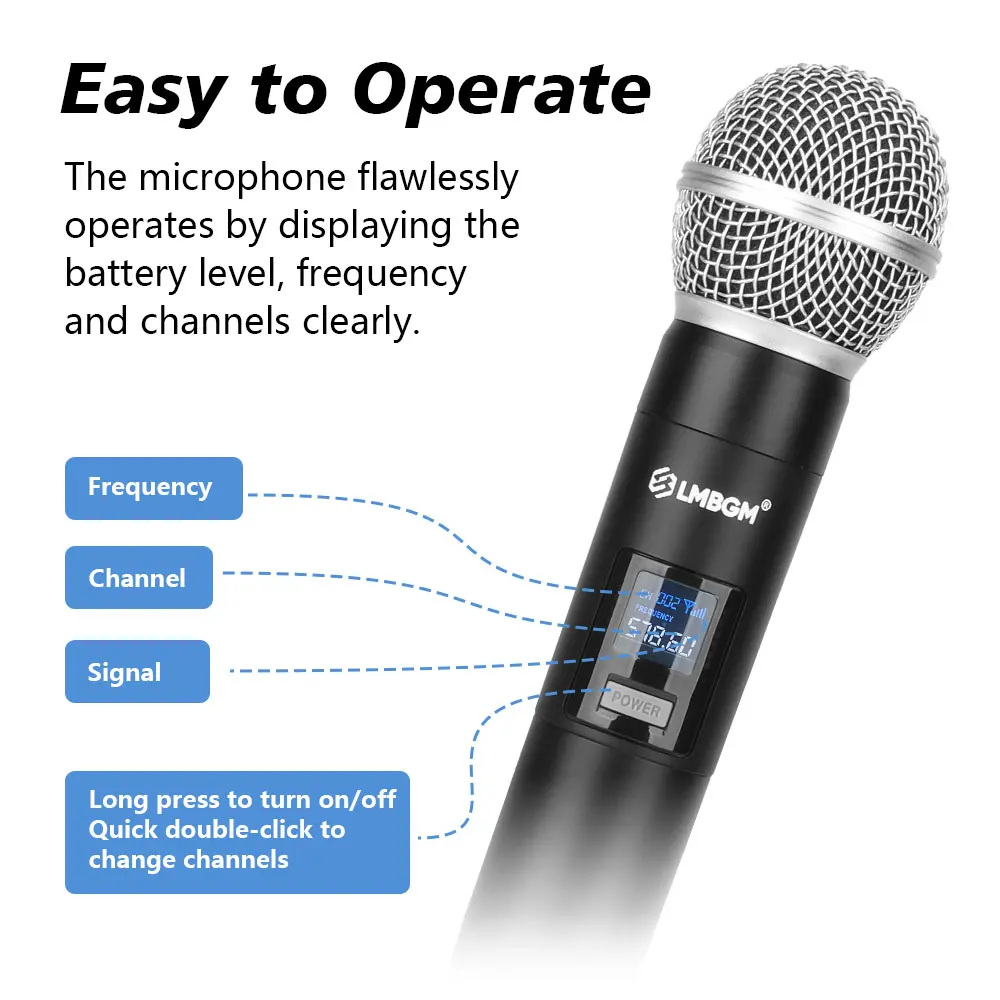 LMBGM R12 Drahtloses Mikrofonsystem Enthält 1 Gürteltransmitter und 1 Vergoldetes Mikrofon. Ideal für Karaoke zu Hause. – Detail 4