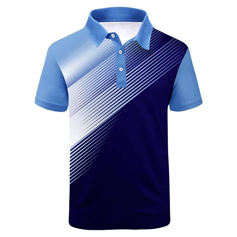 Men's Casual Polo Shirt Golf Shirt Stripe Graphic Print Geometry Turndown Outdoor Sport Short Sleeve Man Polo Shirts Apparel