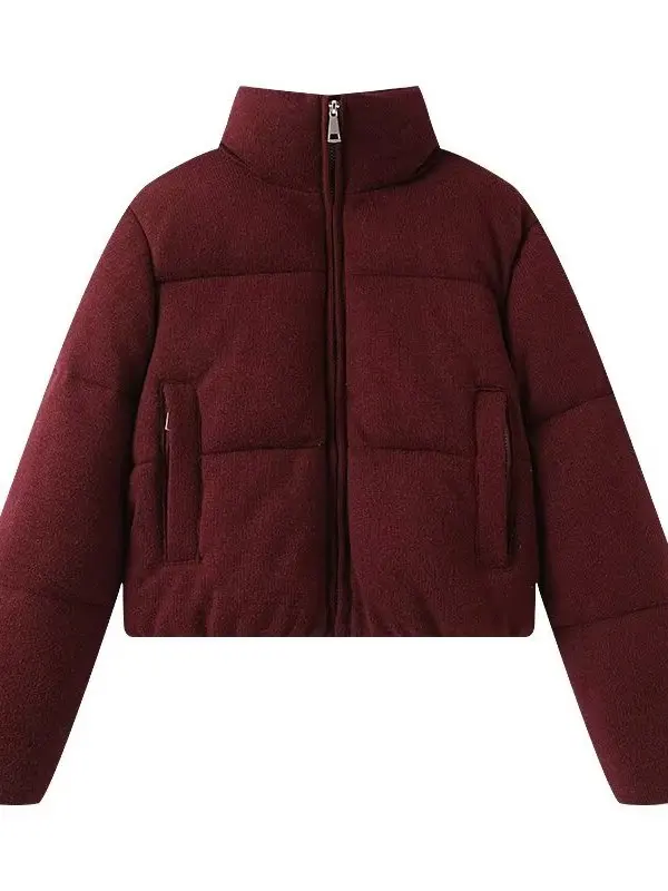 

2025 Autumn Winter Commute Faion Thiened Cotton Jaet ort Coat Long Sve Stand Collar Warm Outerwear for Women