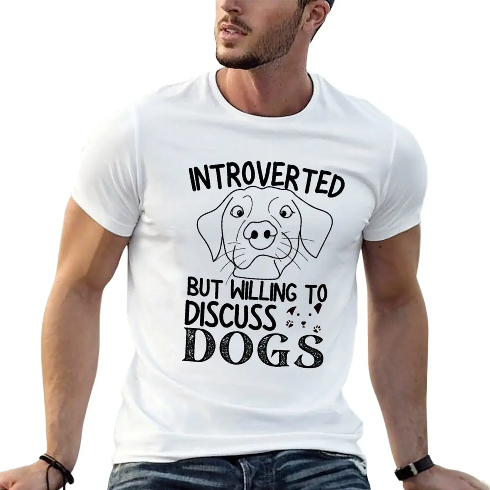 

Introverted But Willing To Discuss Dogs T-Shirt sports fans aesthetic clothes plain shirts men