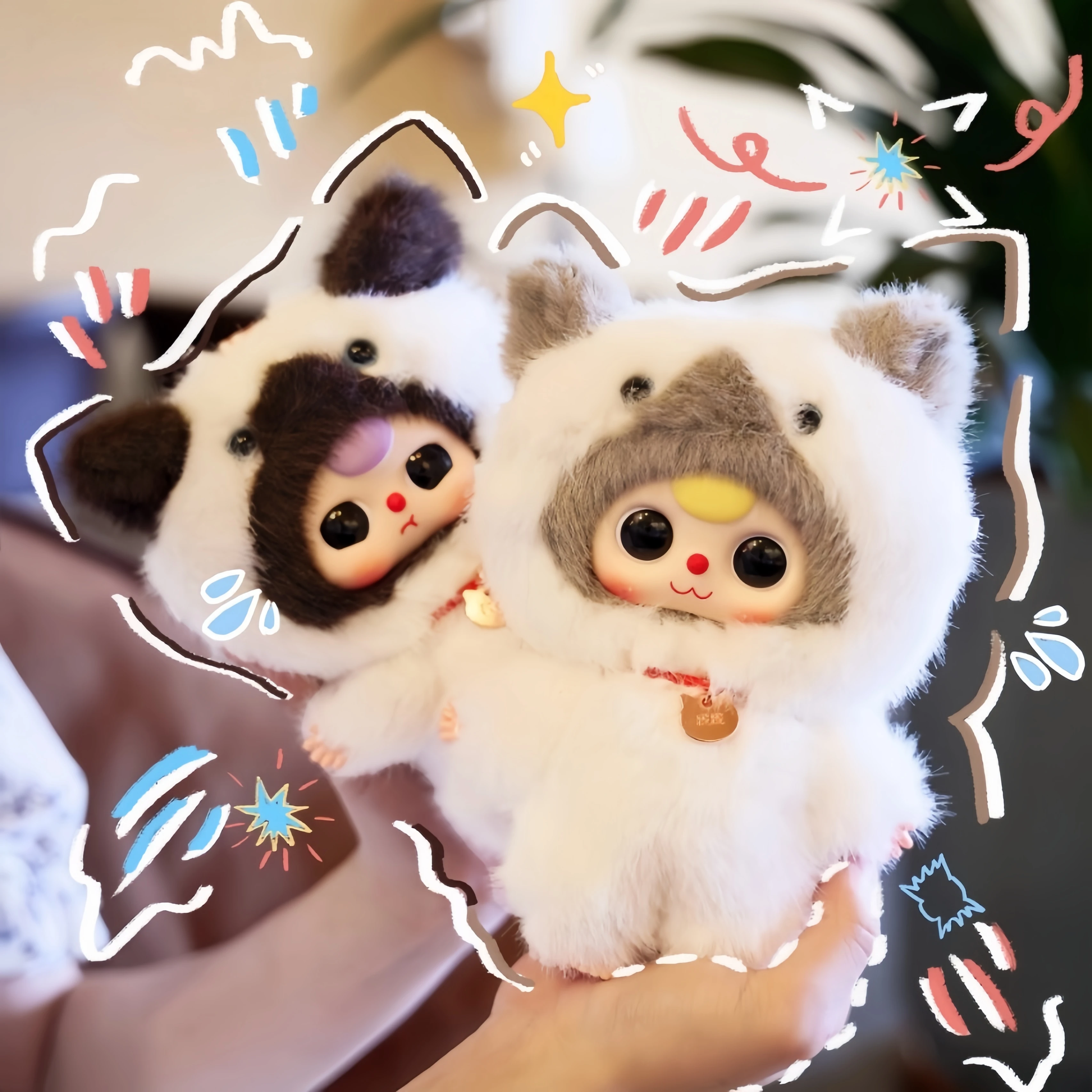 

Плюшевая слепая коробка Baby Three Whose Cat, 12 см, милая мини-фигурка, брелок, орнамент, подарок