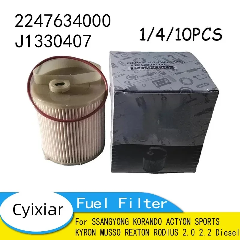 Diesel Fuel Filter for SSANGYONG KORANDO ACTYON SPORTS KYRON MUSSO REXTON RODIUS 2.0 2.2 Diesel Engine 2247634000 K2247034000