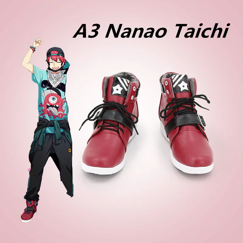 

A3 Nanao Taichi Косплей Костюм Обувь Темно-красные ботинки ручной работы из искусственной кожи