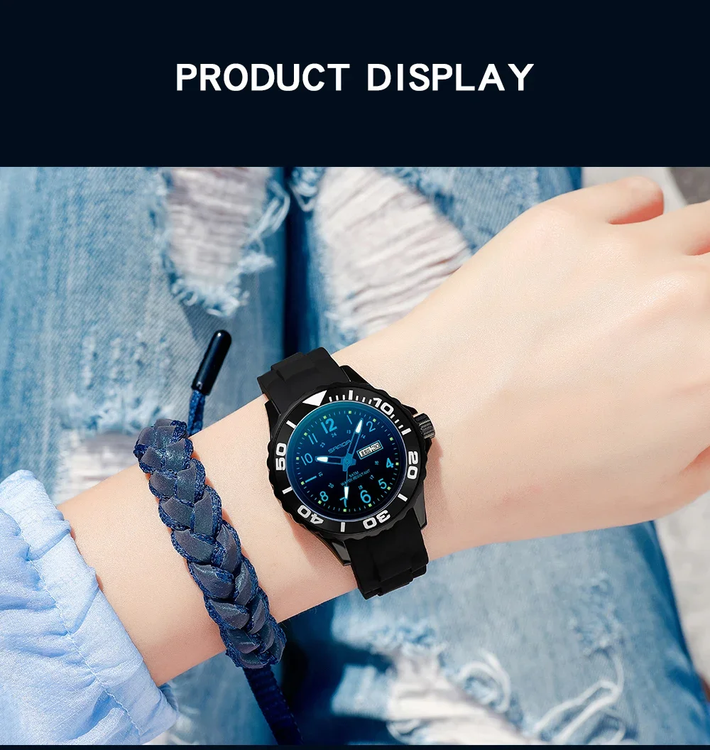 Sanda 1053 New Quartz Watch for High School Students Cool Waterproof Fashionable Personalized and Creative Watch