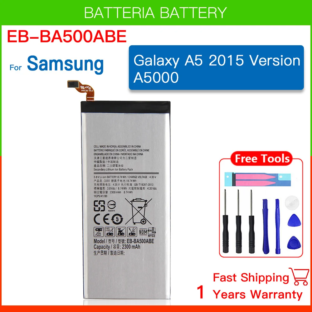 

Brand New Mobile Phone Battery For Samsung Galaxy A5 2015 Version A500 A5000 EB-BA500ABE Lithium Batteria+Tools