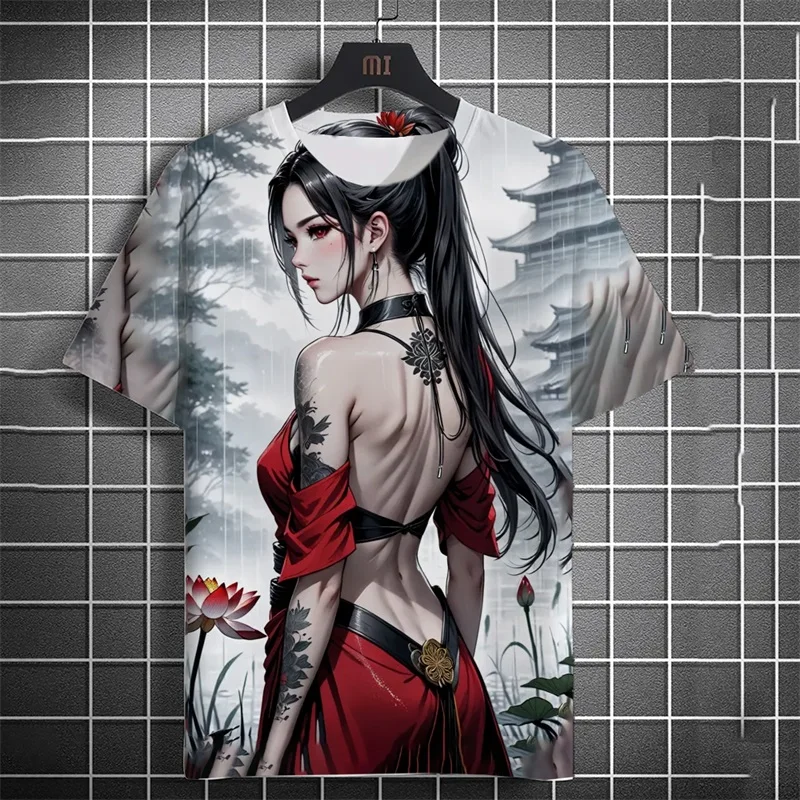 

Funny Anime Beauty Girl Print T Shirt For Men Casual Round Neck Loose Tee Tops Streetwear Summer Short Sleeve Tshirt Kids