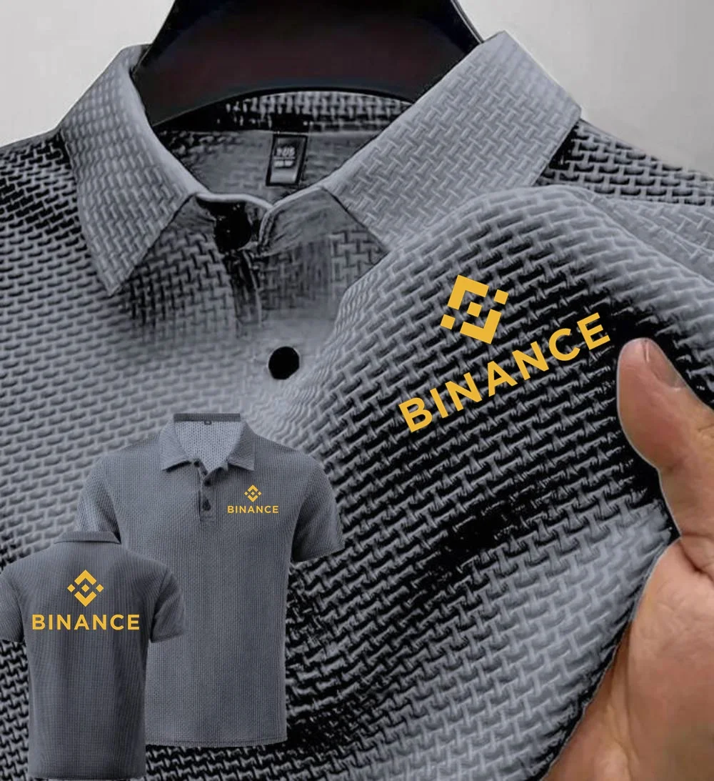 جديد الرجال بولو قصيرة الأكمام Binance التشفير المحملة الحرير الجليد تنفس موضة تي شيرت الذكور الملابس التلبيب القمم #6