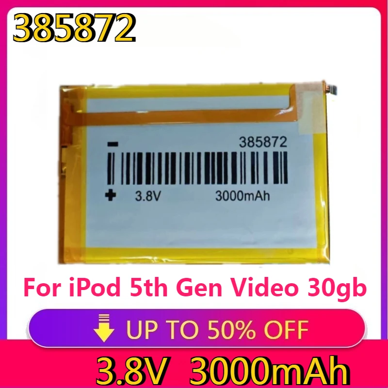 

385872 Replacement SSD HD Upgrade Battery For iPod 5th Gen Video 30gb iPod 6th Gen Classic 80gb 120gb 7th Gen 160gb Batteries