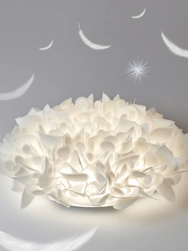 

White Minimalist Creative Acrylic Petal Ceiling Lamp Modern Living Room Bedroom Balcony Corridor Cream Wind Decorative Lights