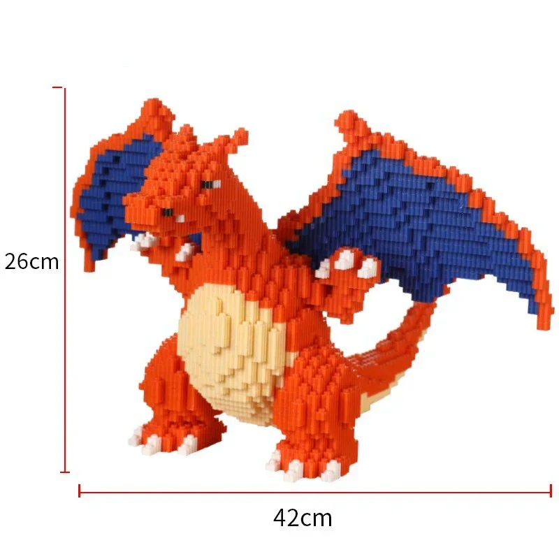 Pokemon fire-breathing Dragon Assembled Building Blocks Model Bricks Toy for Children Gifts Micro Puzzle Toys Desktop Decoration