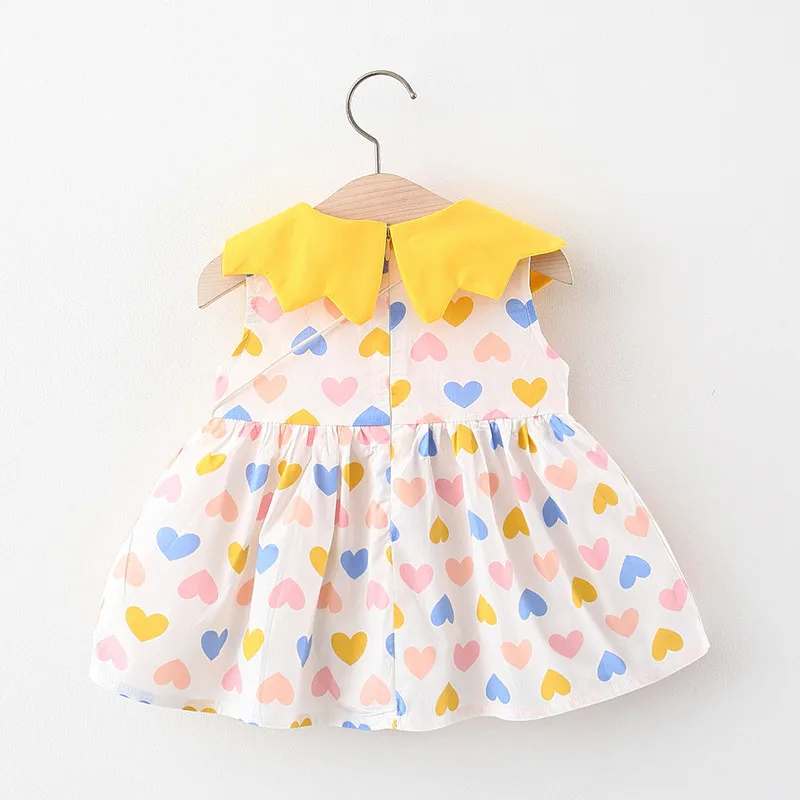 Summer 2/Piece Girls\' Dress Bag Cute Heart-Shaped Sleeveless Doll Collar Princess Dress For Baby Girls