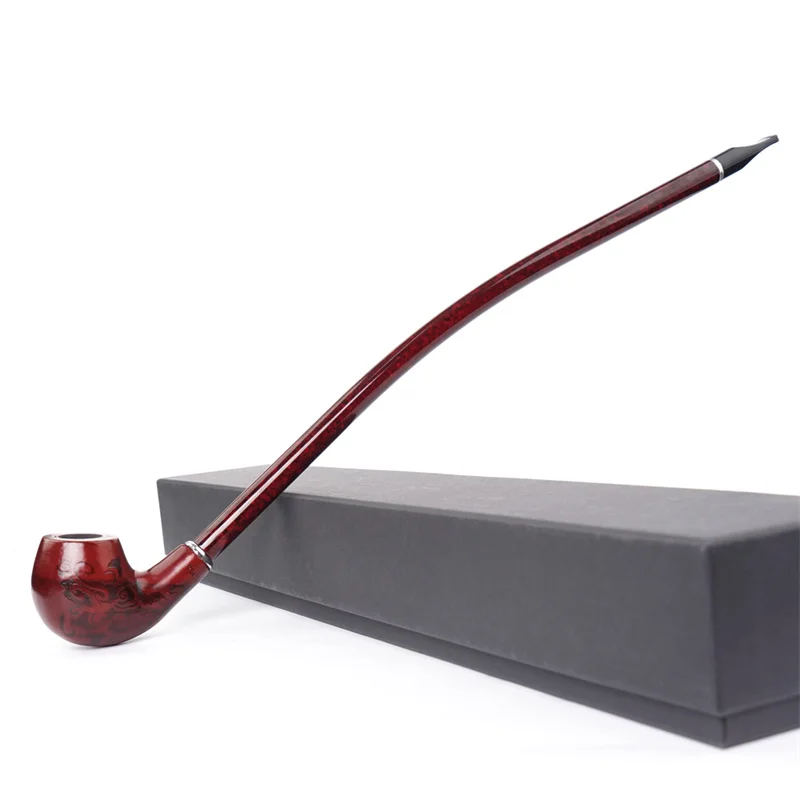 RU Classic Male 41cm Lengthened Marbled Resin Filtered Tobacco Pipe Long Handle Reading Churchwarden Smoking Pipe Gift For Dad