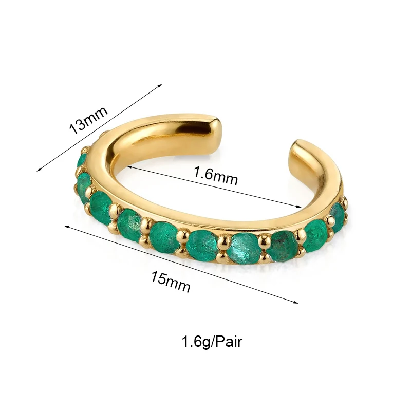 CRMYA Emerald CZ Zircon Clip Drop Hoop Earrings For Women Fashion Gold Plated Piercing Famale Earring Set 2023 Jewelry Wholesale