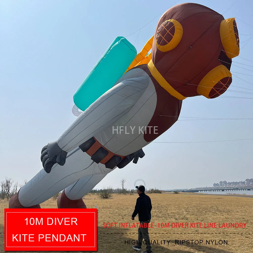 

HFLY Новое поступление, большой 10-метровый дайверский воздушный змей, стирка для взрослых, высокое качество, нейлон Ripstop, мягкий надувной кулон для змей Aquanaut