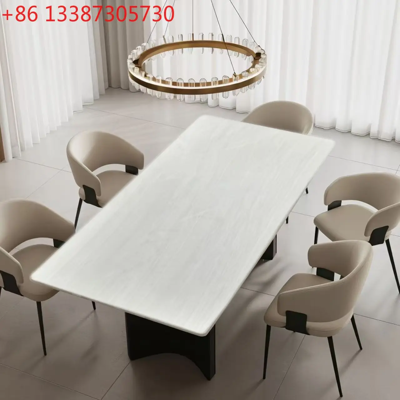 

Утолщенный обеденный стол из натурального мрамора Cary Ice Jade, легкий роскошный итальянский минималистичный обеденный стол