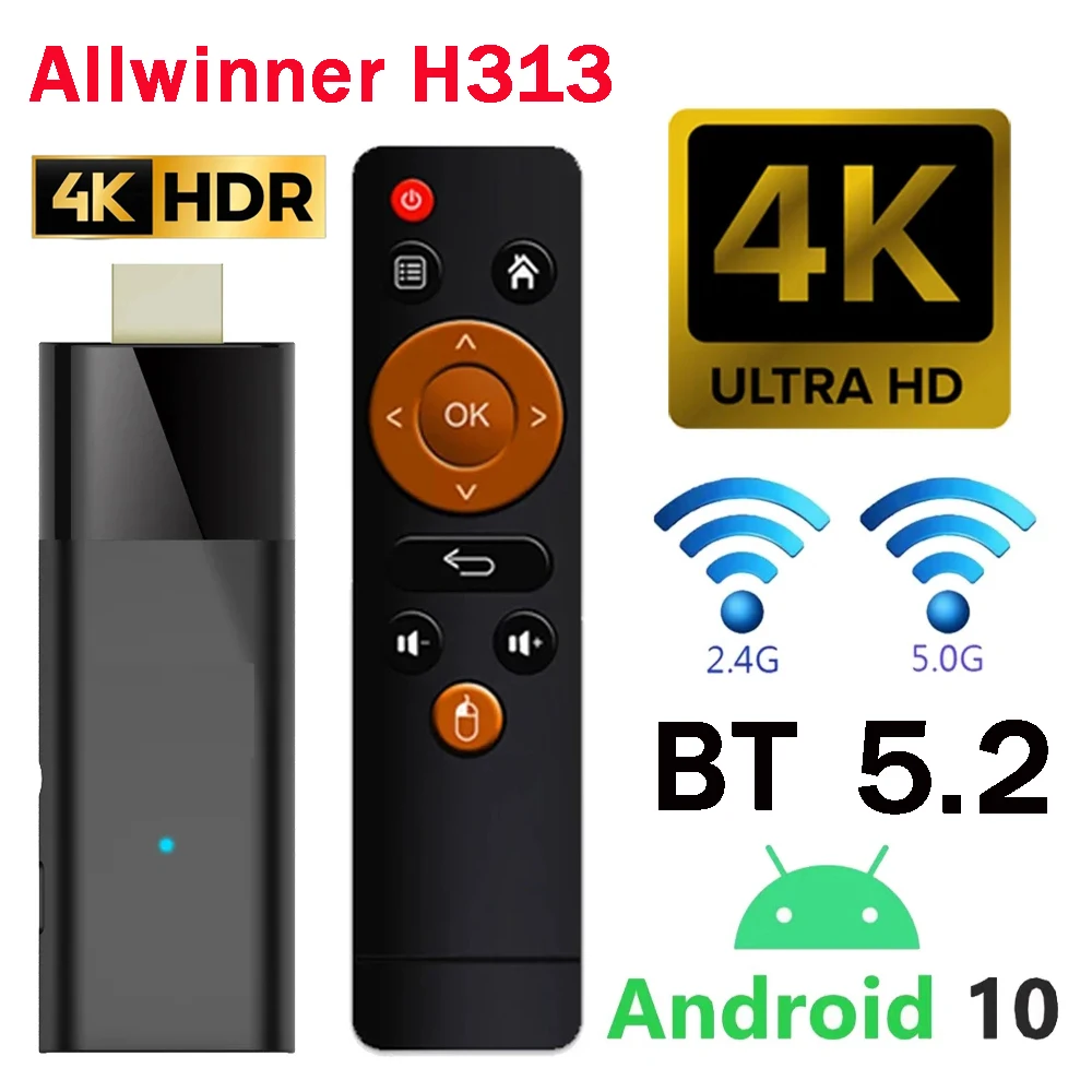 TV Box Q6 Mini TV Stick Android 10 Quad Core 1GB 8GB  H313 2GB 8GB 16GB 4K HD H265 3D 2.4G&5.8G WIFI BT5.2 Smart TV BOX PK DQ03