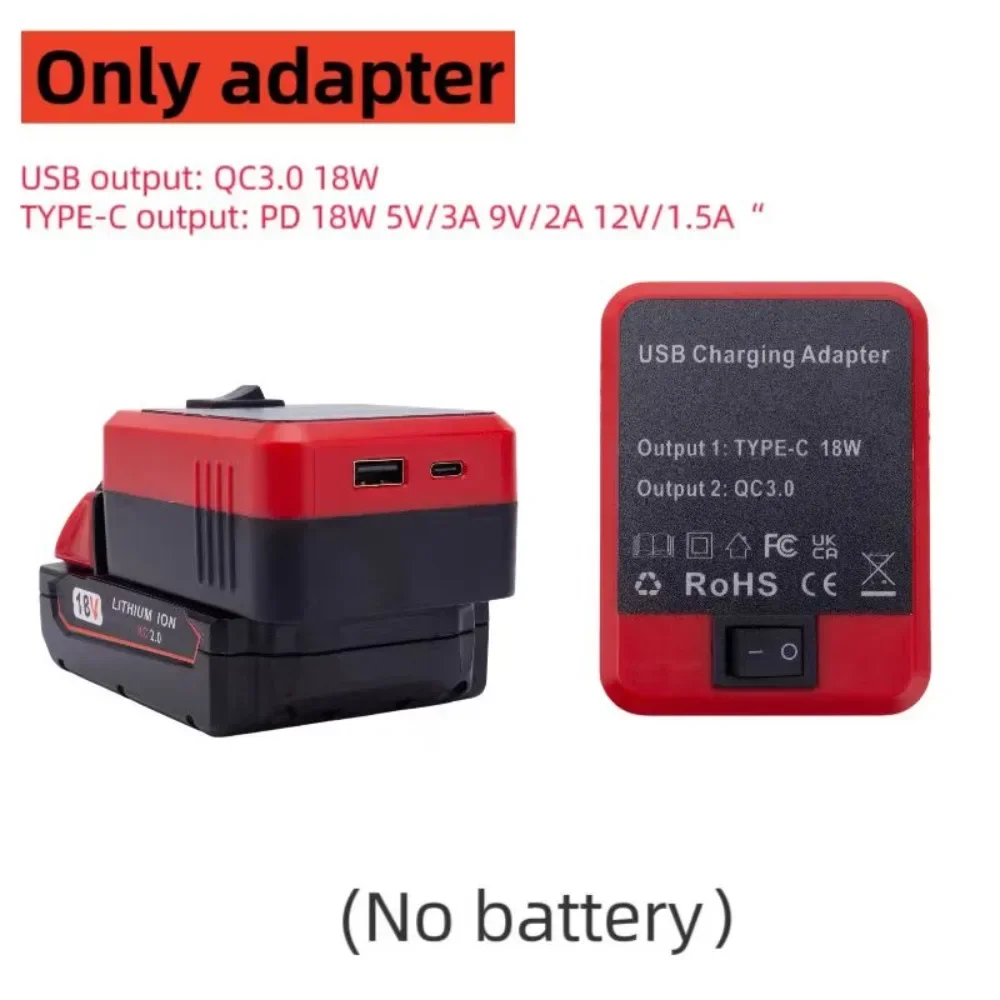 1PCS Charging Adapter Connector Converter USB QC3.0 TYPE-C PD 18W  Mobile Electronic For Milwaukee M18 Battery （Adapters Only）