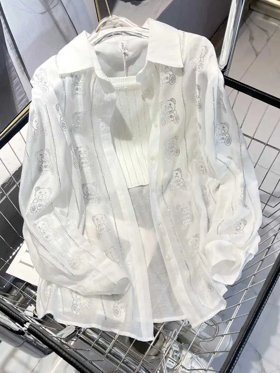 الدب طباعة فضفاضة المرأة irt صيف 2025 جديد Sle كريستال يشعر التخسيس حماية من الشمس طويل Sve طوق البوليستر #2