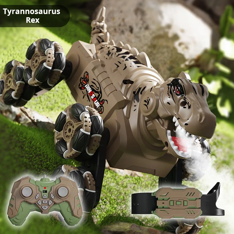 Remote controlled dinosaur car 2.4G-8 wheel stunt, with spray, gesture sensing and four-wheel drive climbing children's toys