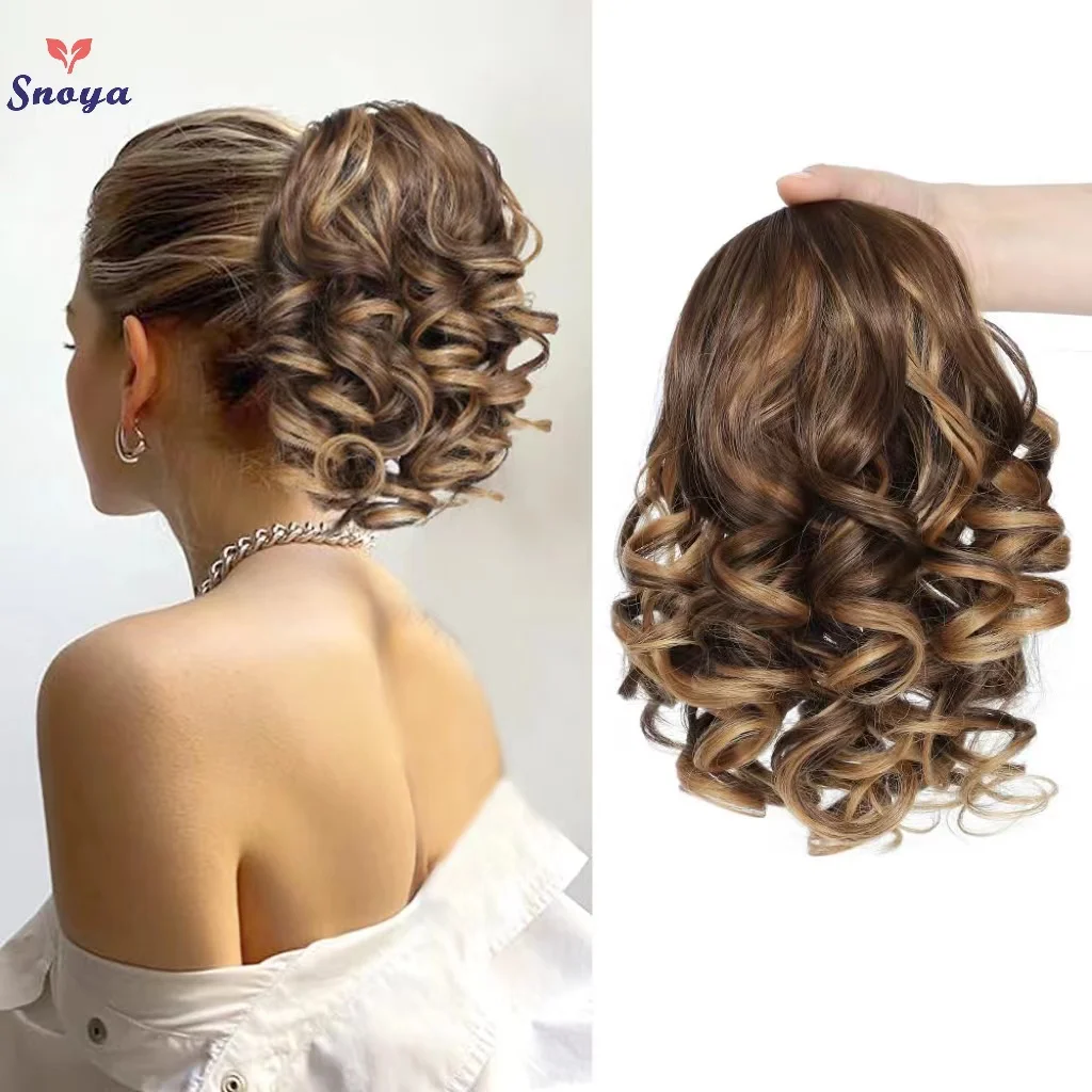 Short Curly Drawstring Ponytail Extensions Synthetic Clip In Hair Extensions Elegant For Daily Use Hair Accessories