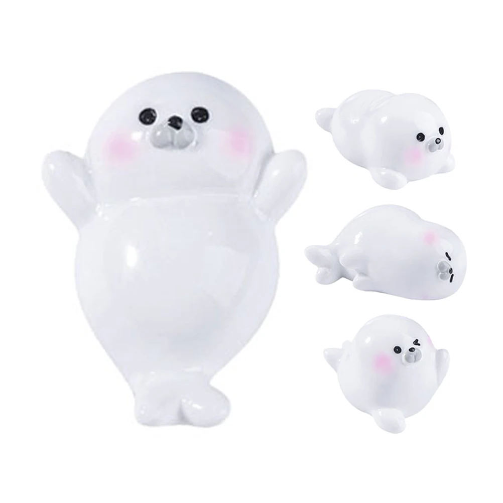 

4 Pcs Mini Seal Decorations Resin Marine Figurines Cute Dolphin Home Office Desk Bookshelf Garden Ornaments Tiny Animal Figures