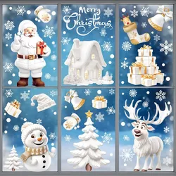 Juego de pegatinas de Navidad para ventana, calcomanías de cristal de Papá Noel, árbol de Navidad, copo de nieve, decoración del hogar de Año Nuevo, regalos de 2025, 9 Uds./set, 2024
