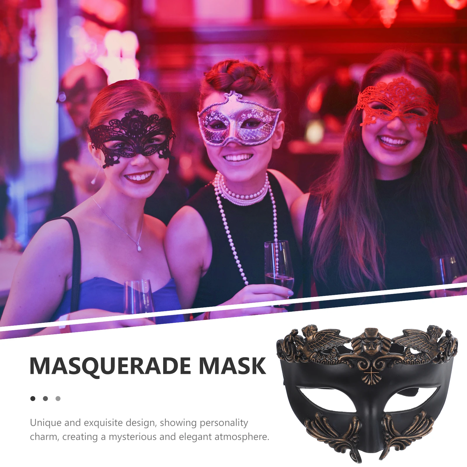 

Halloween Masquerade Mask Black Copper Roman Egyptian Costume Face Party Photography Cosplay Prop Carnival Accessories Decor