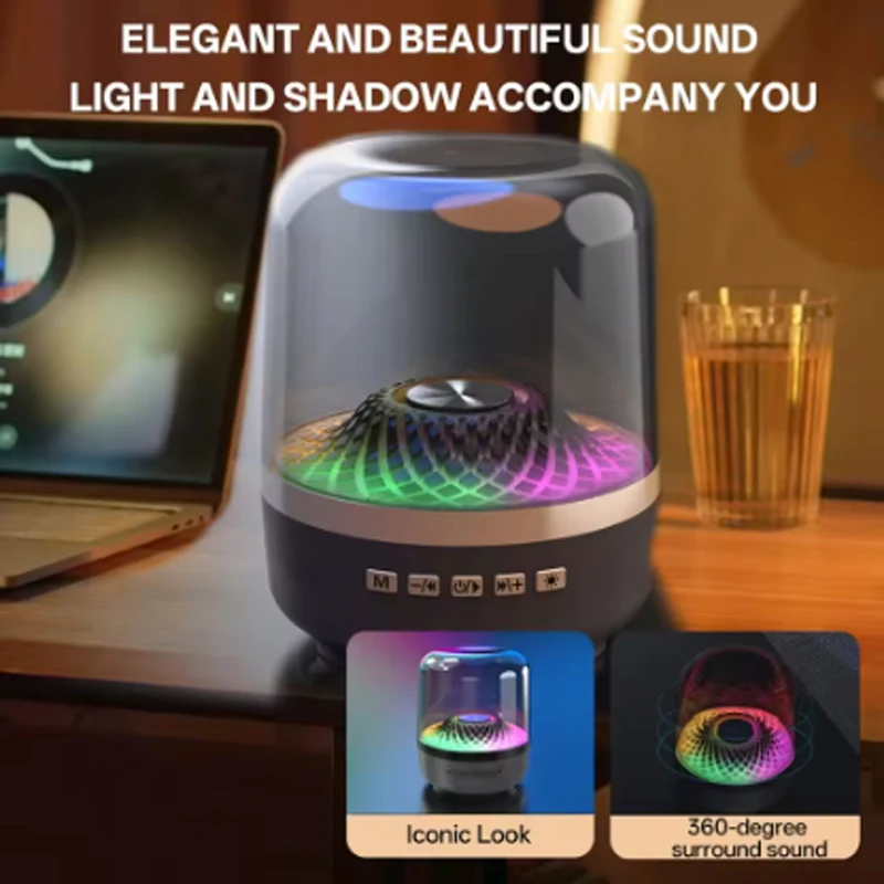 Emeka New Harman Kardon 4th Generation Same Model سمّاعات بلوتوث، مضخم صوت RGB لسطح المكتب، مكبر صوت لاسلكي بإضاءة أجواء #4