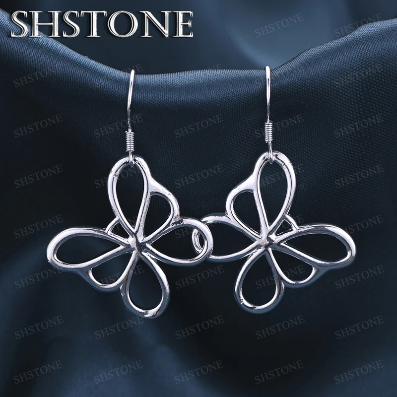

Exquisite 925 Sterling Silver Butterfly Drop Earrings For Lady Charm Wedding Party Elegant Lovely Jewelry Gifts Accessories