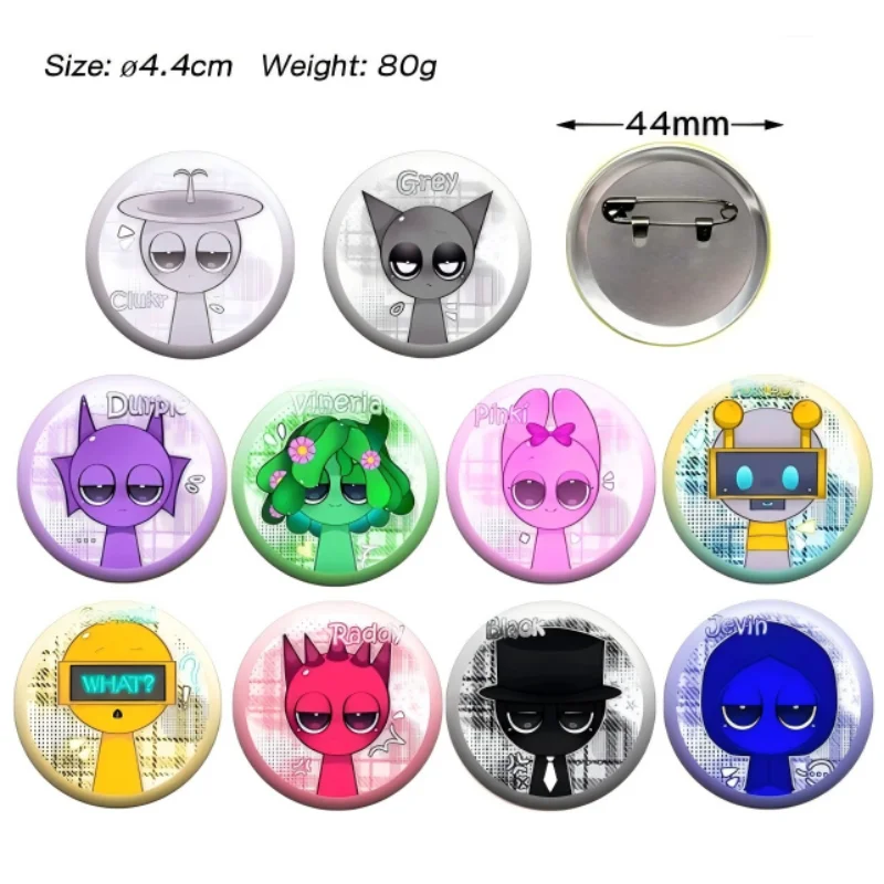 10PCS Sprunki Round Shape Badge for Bag Clothes Hat Decoration Jewelry Accessories Gifts Wedding Party Decoration Event Supplies view 2