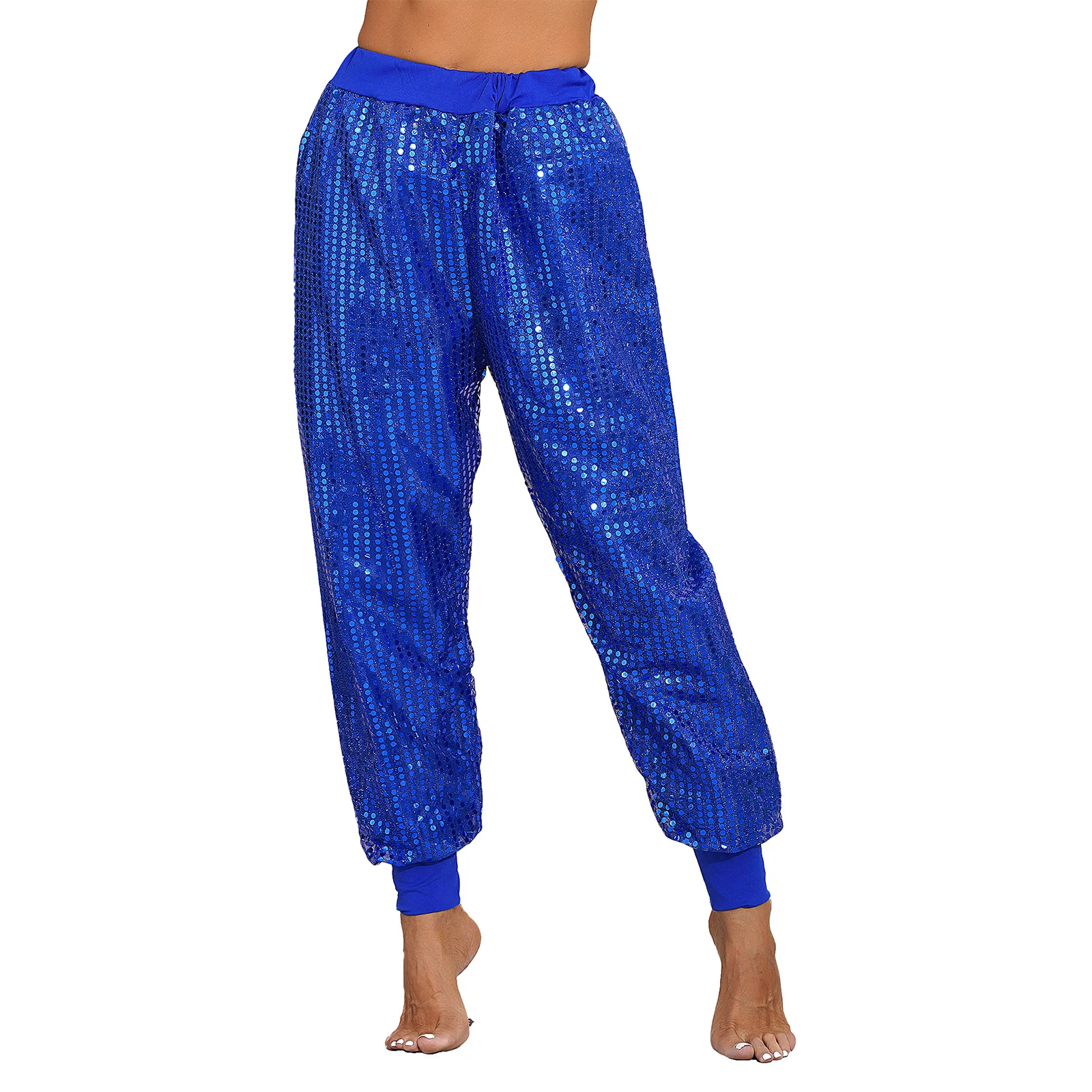 

Women's Glitter Sequin Jogger Pants Sweatpants Modern Hip Hop Street Dance Costume Loose Trousers Harem Pants Shinny Bloomers