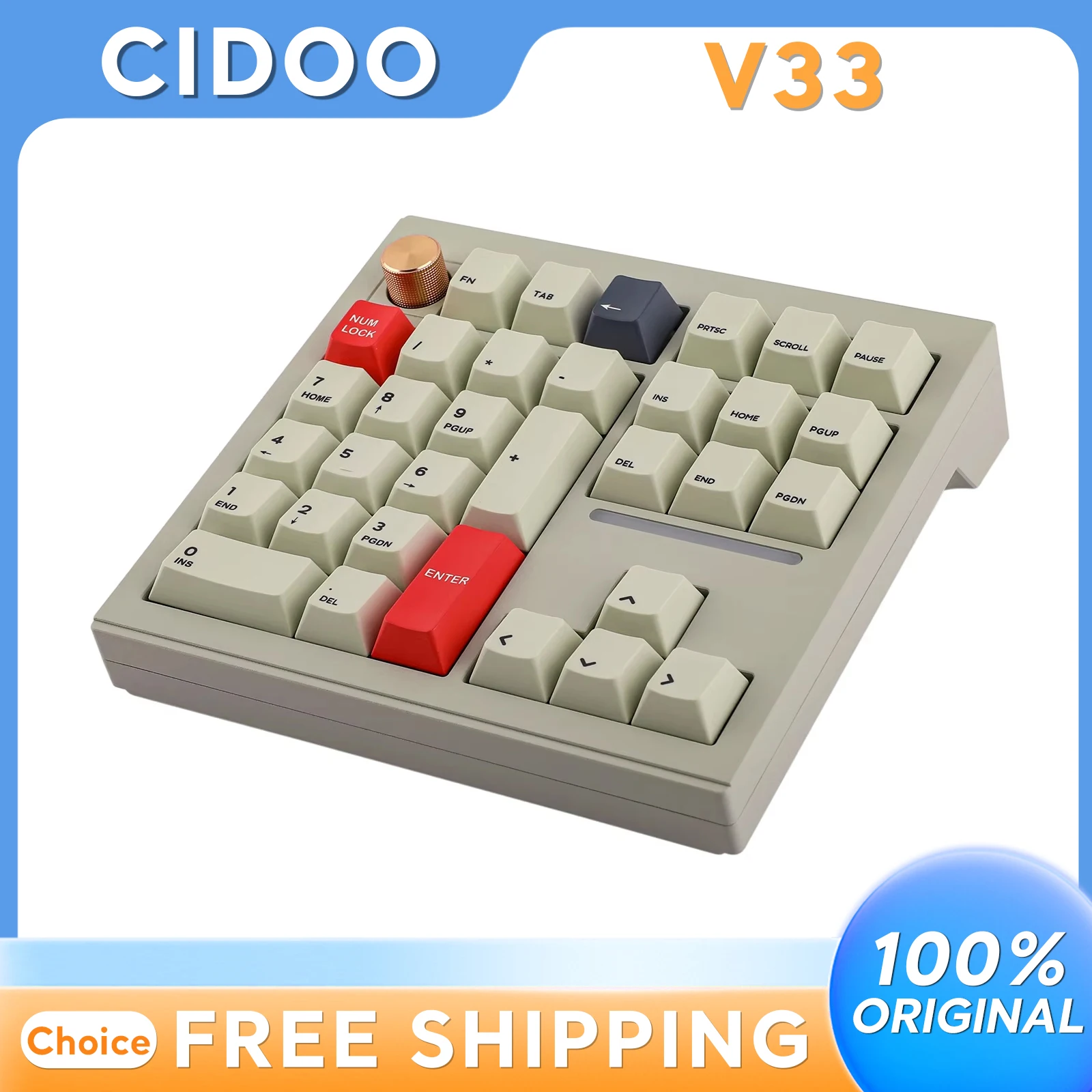 

CIDOO V33 Magnetic Axis Mechanical Keyboard Numpad Gasket Mount Hot-swappable Aluminum Wired/2.4GHz Wireless/Bluetooth 2000mAh