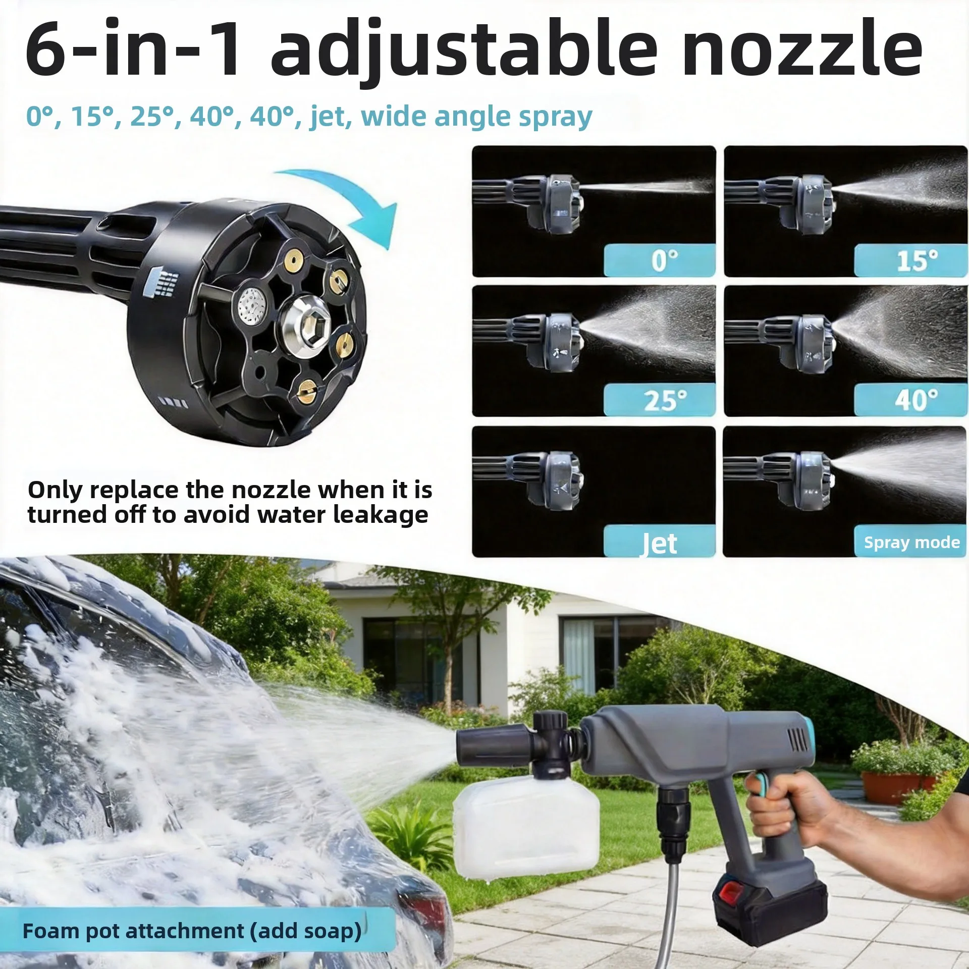 Car wash high pressure water gun household wireless car wash machine pressurized brush car wash high pressure