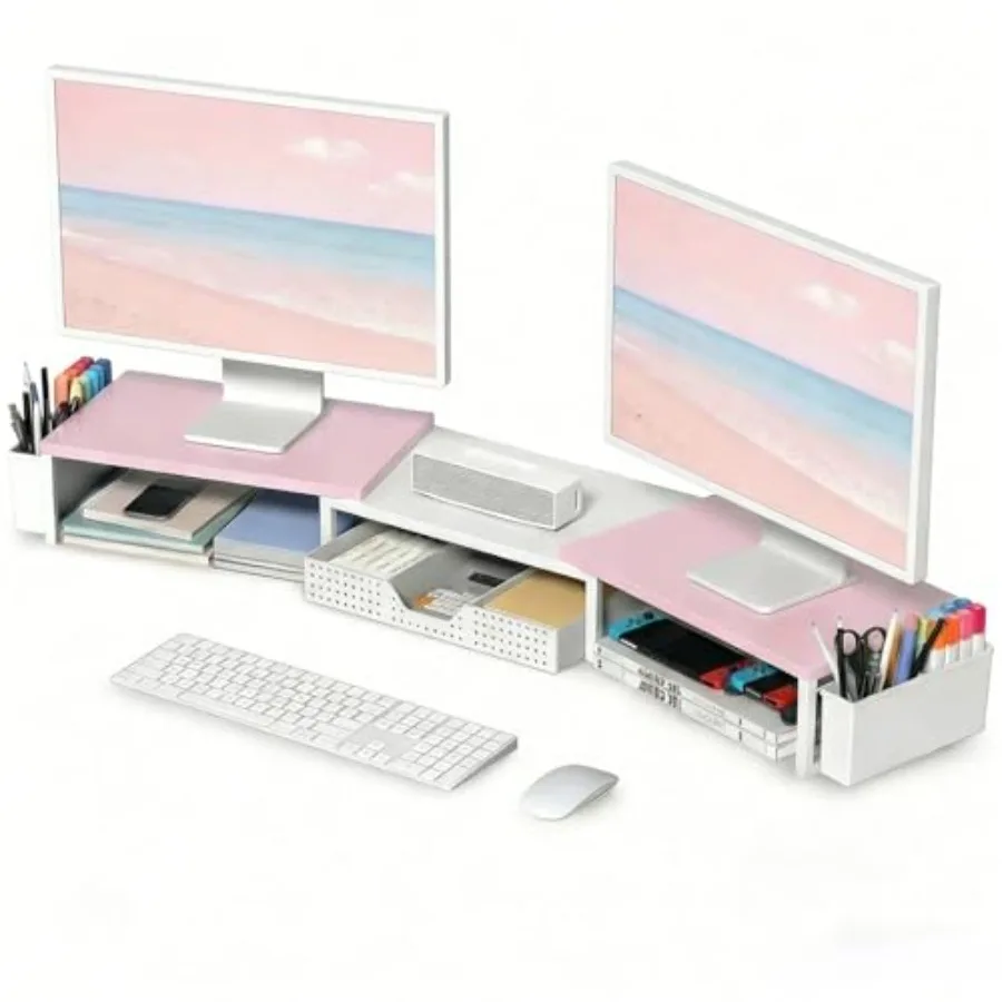 Desk Organizers Accessories Dual Monitor St Riser 2 s Desk Shelf Wood Computer Racks for Office Workspace Organizers Desktop Or