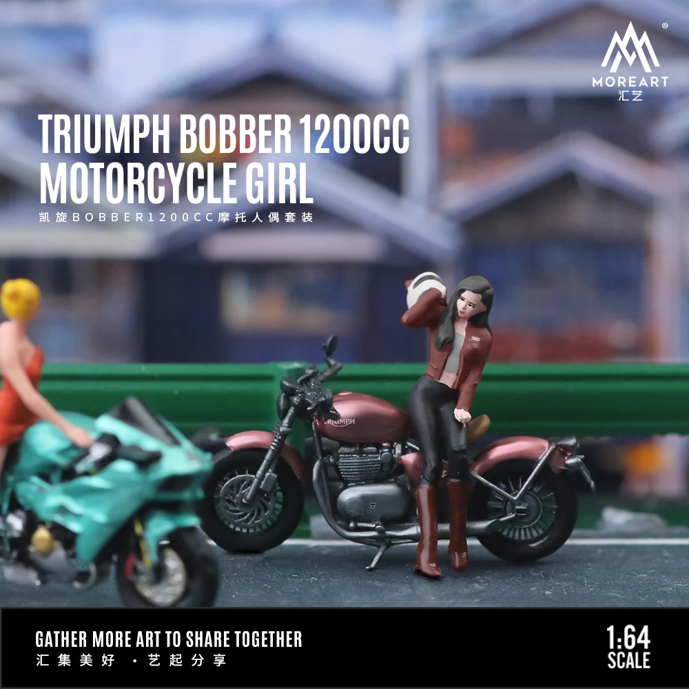 MoreArt 1/64 Triumph BOBBER 1200CC motorcycle Pretty girl resin action figure set