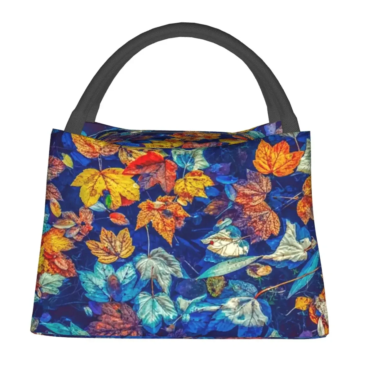 Fall Flower Lunch Bag Colorful Print Vintage Lunch Box School Portable Tote Food Bags For Men Oxford Graphic Cooler Bag