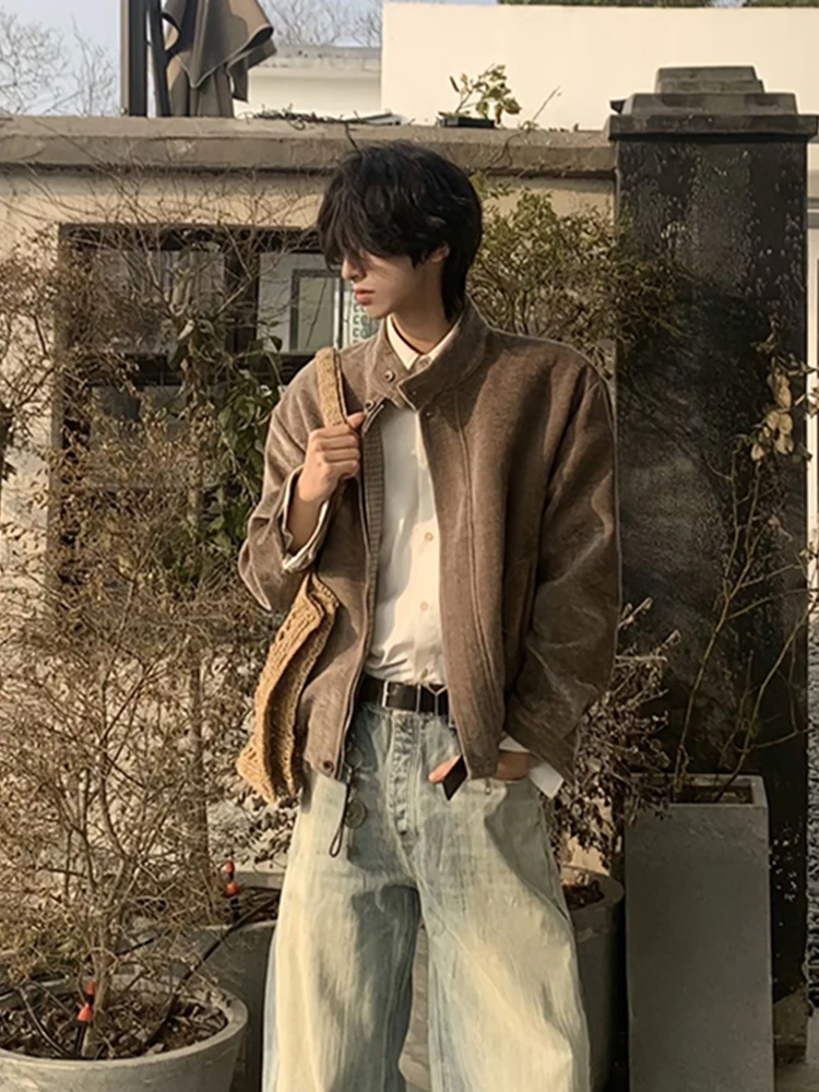 

American Retro Baseball Sle Men's Jaet Spring Autumn ort Vintage Harington Coat Tree Texture Pattern Youth Faion