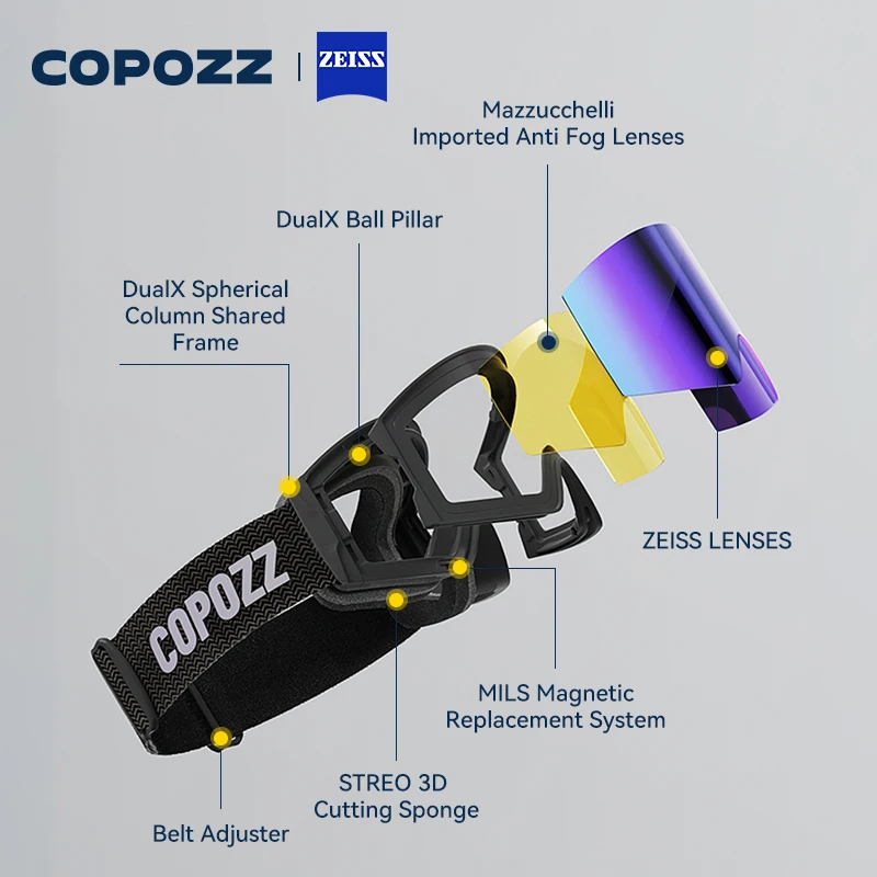 COPOZZ, nuevas gafas de esquí magnéticas para hombres, gafas de esquí antiniebla para adultos, protección UV400, gafas de Snowboard para nieve,